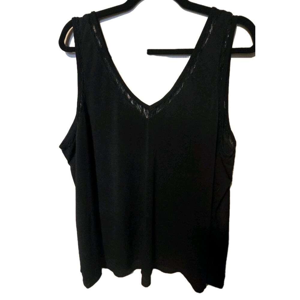 Torrid Studio Crepe Jersey Lace Inset V-Neck Tank Black Plus Size 3 #A99713